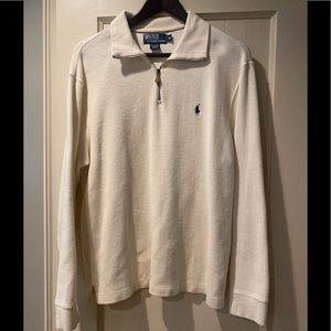 Cream knit polo quarter zip